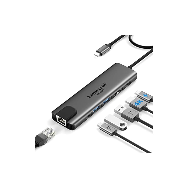 USB Type C ハブ 6-in-1 Lemorele HDMI出力4K@60Hz ハブ MacBook pro/air usb-c ハブイーサネットLANポート(1000Mbps)/Type-C