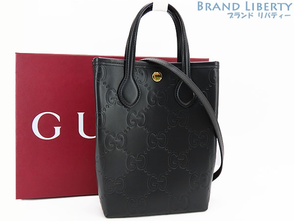 新品同様グッチGGレザーミニトートバッグ2WAY斜め掛けショルダーバッグハンドバッグポシェットブラック790133 166,000円