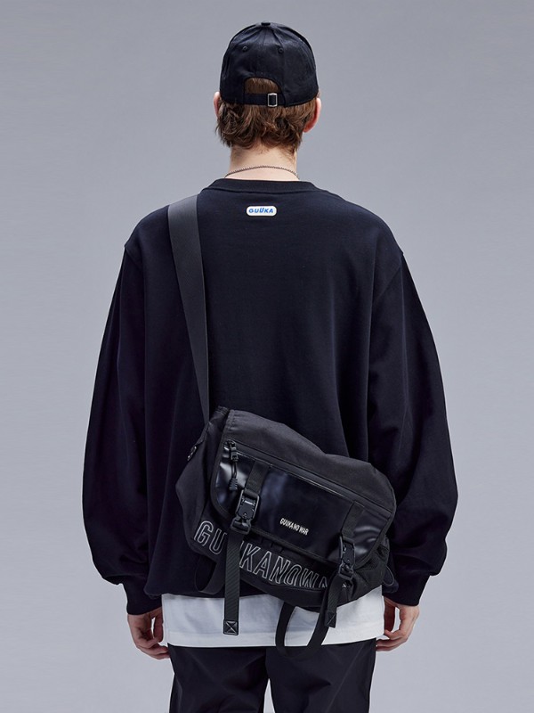 トレンドブランド マルチカラー ラウンドネック スウェットシャツ メンズ ヘビー カップル ニューアメリカン レトロ ブラック プルオーバー トップス ルーズ