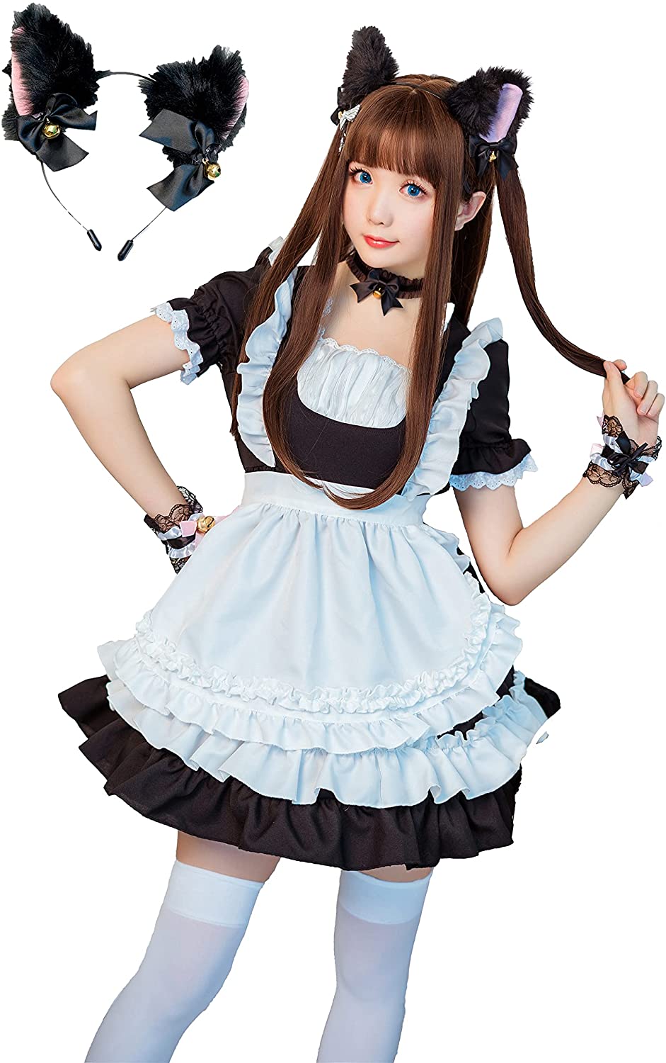 メイド服 コスプレ メイド メイド猫 かわいい ネコ 猫 ネコメイド ネコミミ付き パニエ付き 6,536円