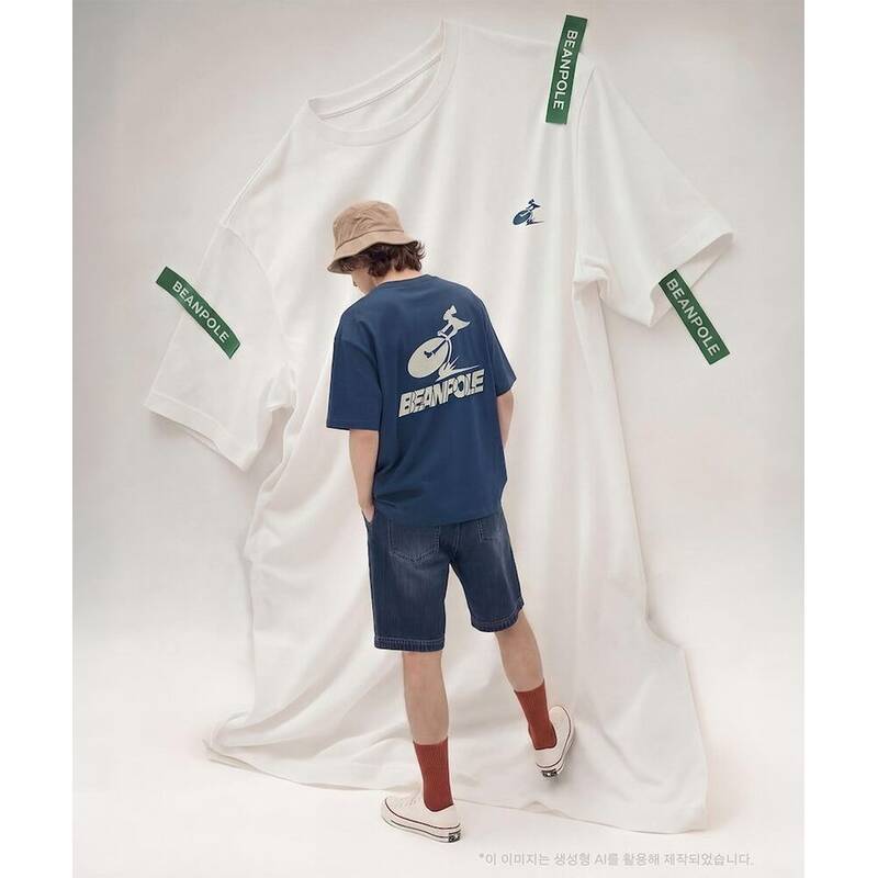 BEANPOLE MEN PAPER PRESS x ロゴバックプリントTシャツ ブルー BC6342K01P 363513