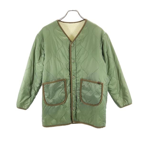 リバーシブル ボア キルティングジャケット XS カーキ系 レディース