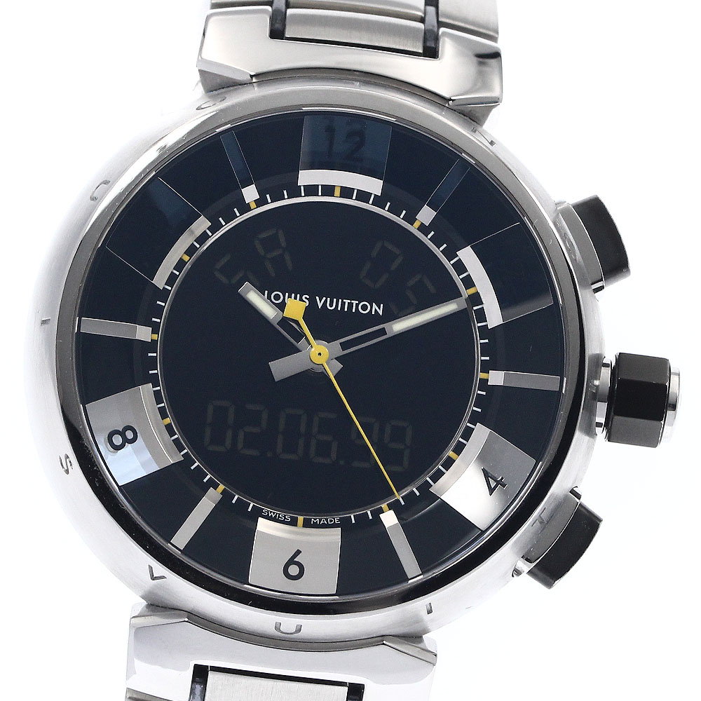 ルイ・ヴィトン LOUIS VUITTON Q118F タンブール インブラック クォーツ メンズ 箱・保証書付き_901976【中古】