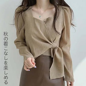 人気！！初秋 長袖 Tシャツ 高級感 シャツトップス 韓国ファッション ブラウス レディース 着痩せ長袖 通勤 百掛け