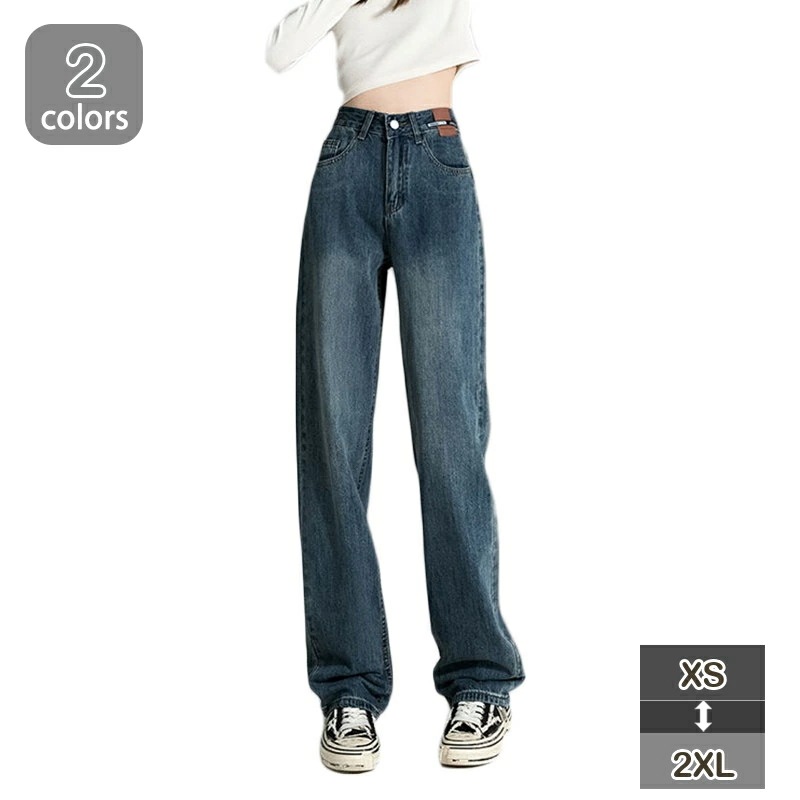デニムパンツ レディース ストレート 大きいサイズ ハイウェスト ストレッチ レディース ジーンズ デニム パンツ デニム リラックス デニム レディースジーンズ カジュアル 通勤 春 夏 秋 10代