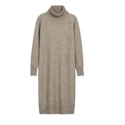 ワンピース プルオーバー ニットワンピース ミディアム丈 長袖 レギュラー袖 ハイネック ストレート ニット 厚手 キャメル ブラック グレー 2XL 3XL ルーズ 無地 秋 冬 誕生日 個性的