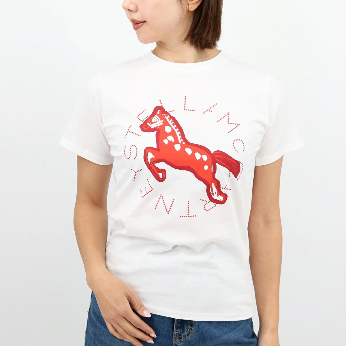 TY8S31 Z0434 大人もOK！ 半袖ロゴTシャツ 子供服 レディース カットソ－ SS TEE 馬プリント クルーネック