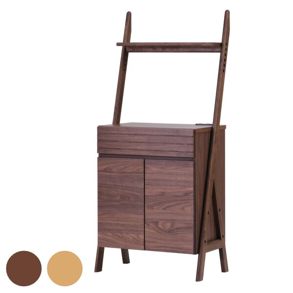 キャビネット 壁面ラック付 北欧風 突板仕上げ ACHESCO 幅65cm