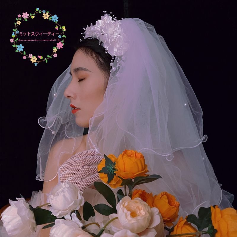 ミニベール ヘッドドレス ベール 花 可愛い ヴェール ベイル ウエディング ブライダル 花嫁 結婚