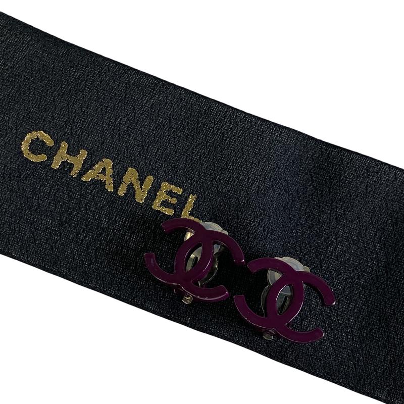【最終処分SALE】CHANEL シャネル ココマークイヤリング パープル A-7152