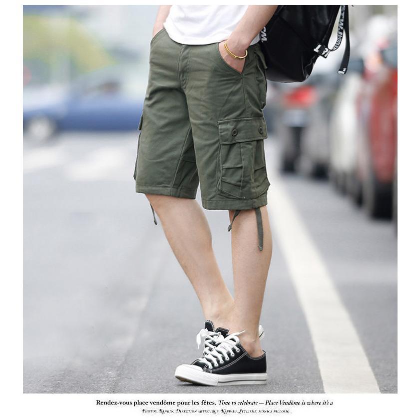 カーゴパンツ メンズ 作業着 ハーフパンツ ワークパンツ ハーフ ストレッチ ショートパンツ ストレート スリム ミリタリー ボトムス パンツ ショート 春夏 春服