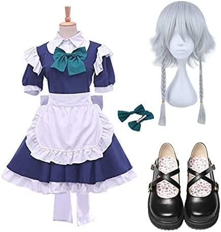十六夜咲夜 コスプレ コスプレ衣装 コスチューム イベント 仮装 いざよいさくや 風 メイド服 コスプレ衣装+＋ウイッグ＋靴