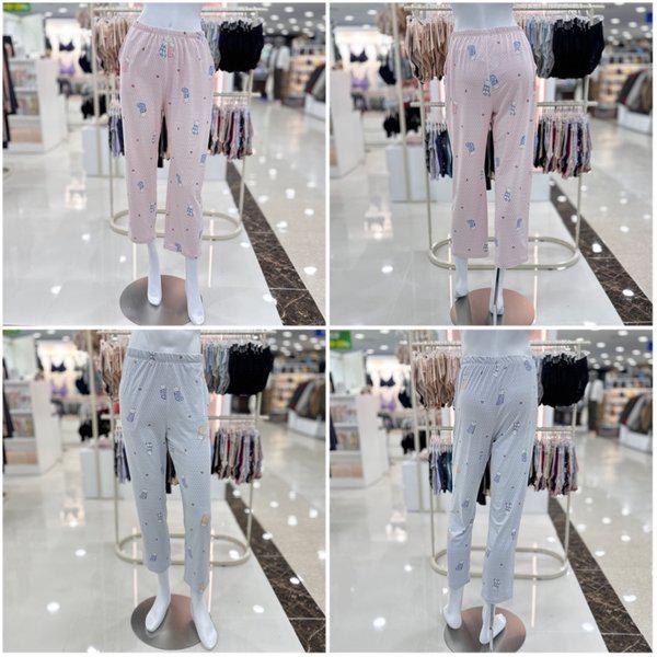 ポリ起毛猫プリント男女カップルイージーウェアボトムス_DG