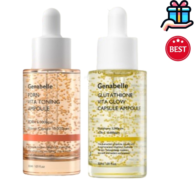 [韓国人気美容液set]PDRN & グルタチオン ビタミン カプセル アンプル 30ml+30ml 美白 導入美容液 弾力 ほうれい線 しわ たるみ シミケア シミ消し 韓国コスメ