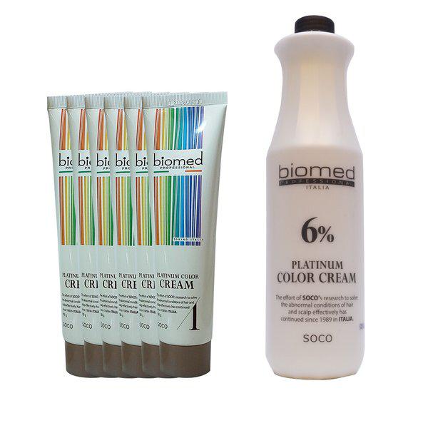 プラチナヘアカラー 150g 1.0(黒色) 6個 900ml 専用酸化剤