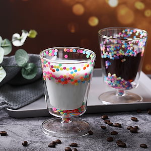 二層カラースタースパンコールガラスガール星空カップ二層コーヒーカップミルク二層カップ