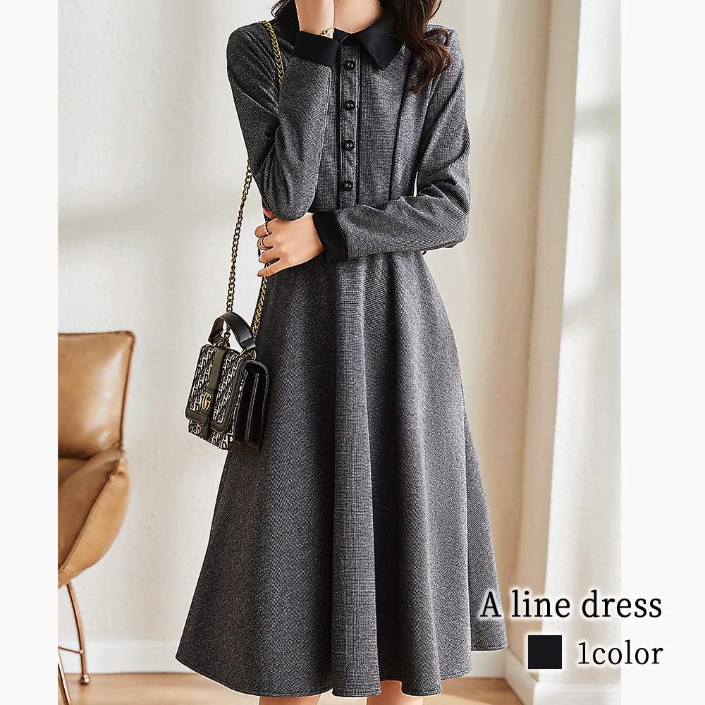 ワンピース レディース Aラインワンピース 厚手 20代 白 50代 大人 アウトドア 黒 かわいい ロング Aライン ブランド しっかり 安い ネック 人気 スカート 春 体感 カジュアル 大きいサ