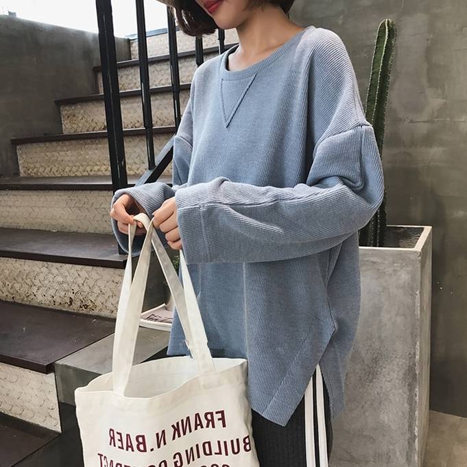 スウェット トレーナー レディース 2色 リブ入り ヴィンテージ風 オーバーサイズ トップス ボリューム袖 可愛い かわいい ラフ 抜け感 ライン 無地 春 秋 ガーリー きれいめカジュアル 着回し