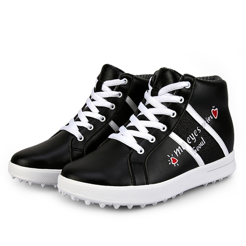 送料無料 ゴルフシューズ レディース ハイカット PU カジュアル スパイクレス 軽量 スポーツ 防水 通気