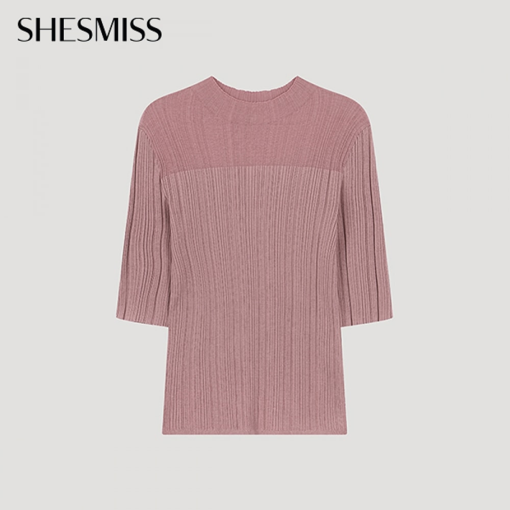 (シーズ・ミス) リブ付きハーフスリーブニット_SSKPOO32060_PI