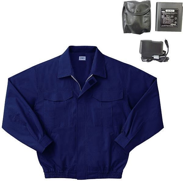 空調服 綿薄手長袖作業着 M-500U カラーダークブルー： サイズXL リチウムバッテリーセット
