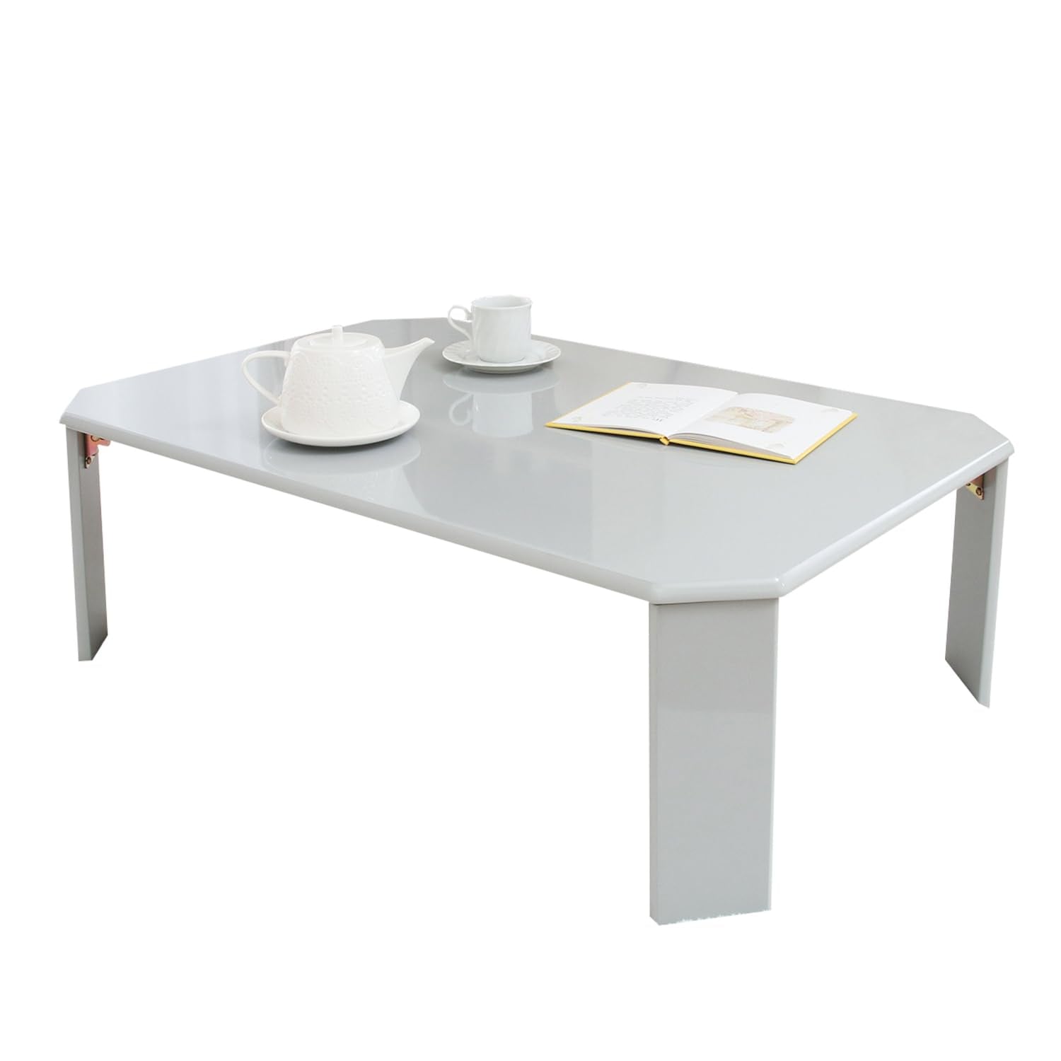 不二貿易 ローテーブル 折りたたみテーブル 幅90×奥行60×高さ32cm ライトグレー UV塗装 お手入れ簡単 ルーチェ 38707