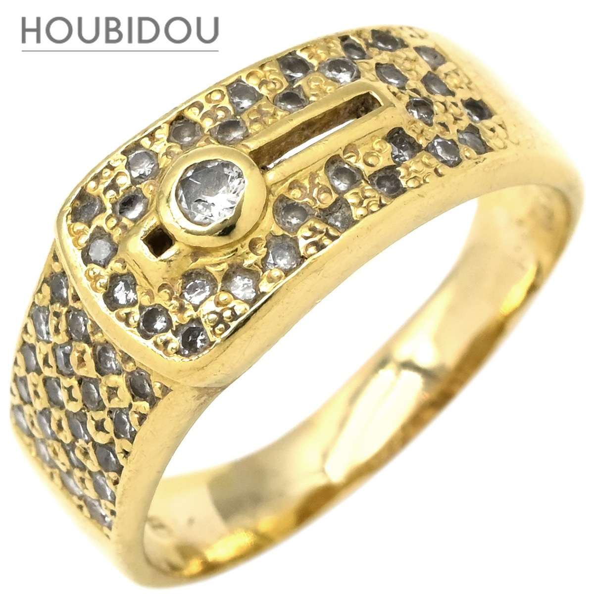 リング 指輪 ダイヤ 0.50ct イエローゴールド 18K Au750 YG デザインリング 17.5号【中古】