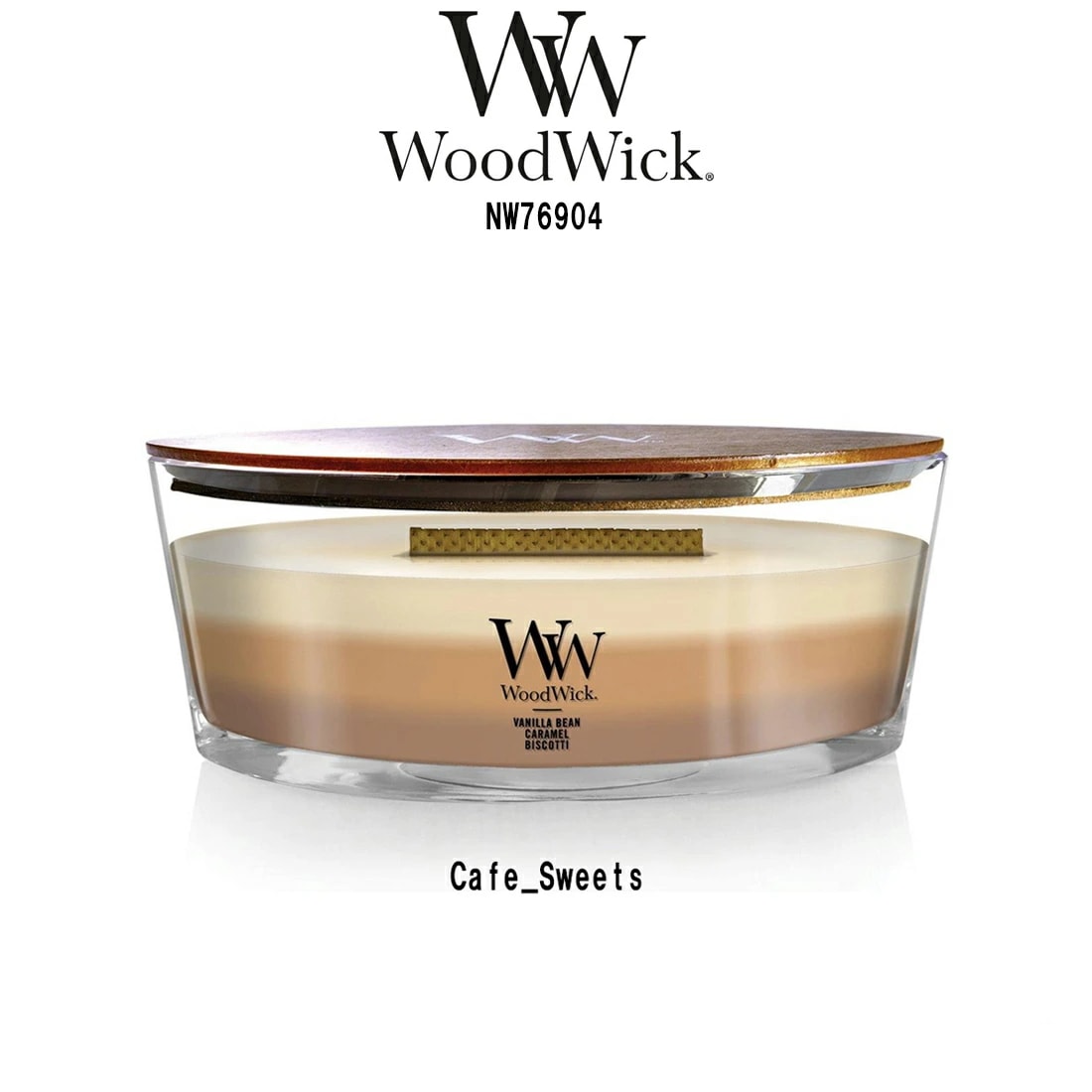 WoodWick アロマキャンドル 【ブランド箱なし】 3層 トリロジー ハースウィック レイヤー カフェスイーツ 燃焼音 ギフト Cafe Sweets NW76904