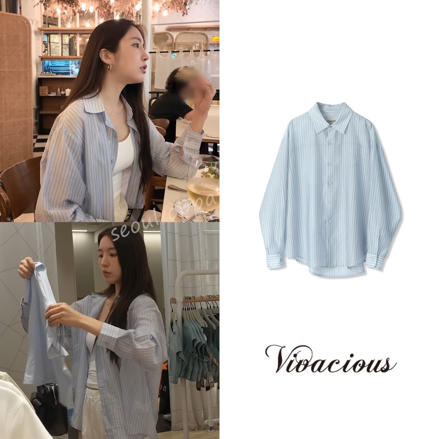 KOREA [ VIVACIOUS ] Cencel See-Through Classic Shirt