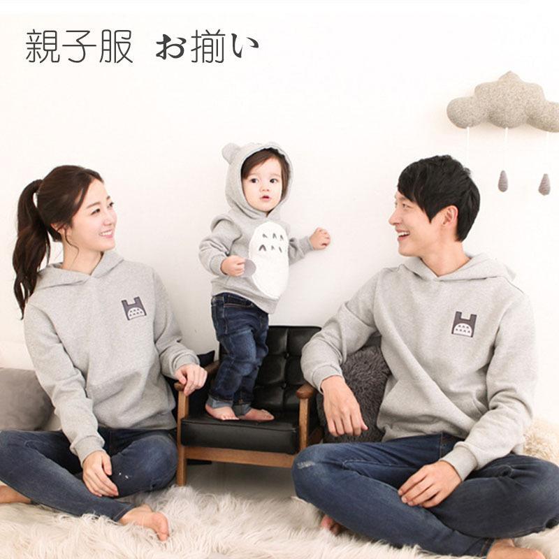 【即納】親子服 お揃い ペアルックtシャツ 長袖 パーカー 裏起毛 秋冬 暖かい カジュアル 親子服 家族 キッズ 子供 レディース メンズ 親子 お揃い