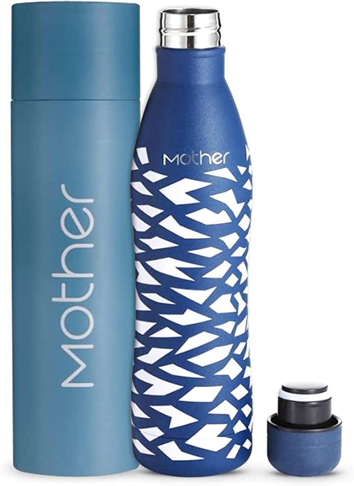 水筒 ステンレスボトル 保温 保冷 魔法瓶 木を植える支援 くびれ 500ml Birkenmocks 青x白( 青x白, 500ml)