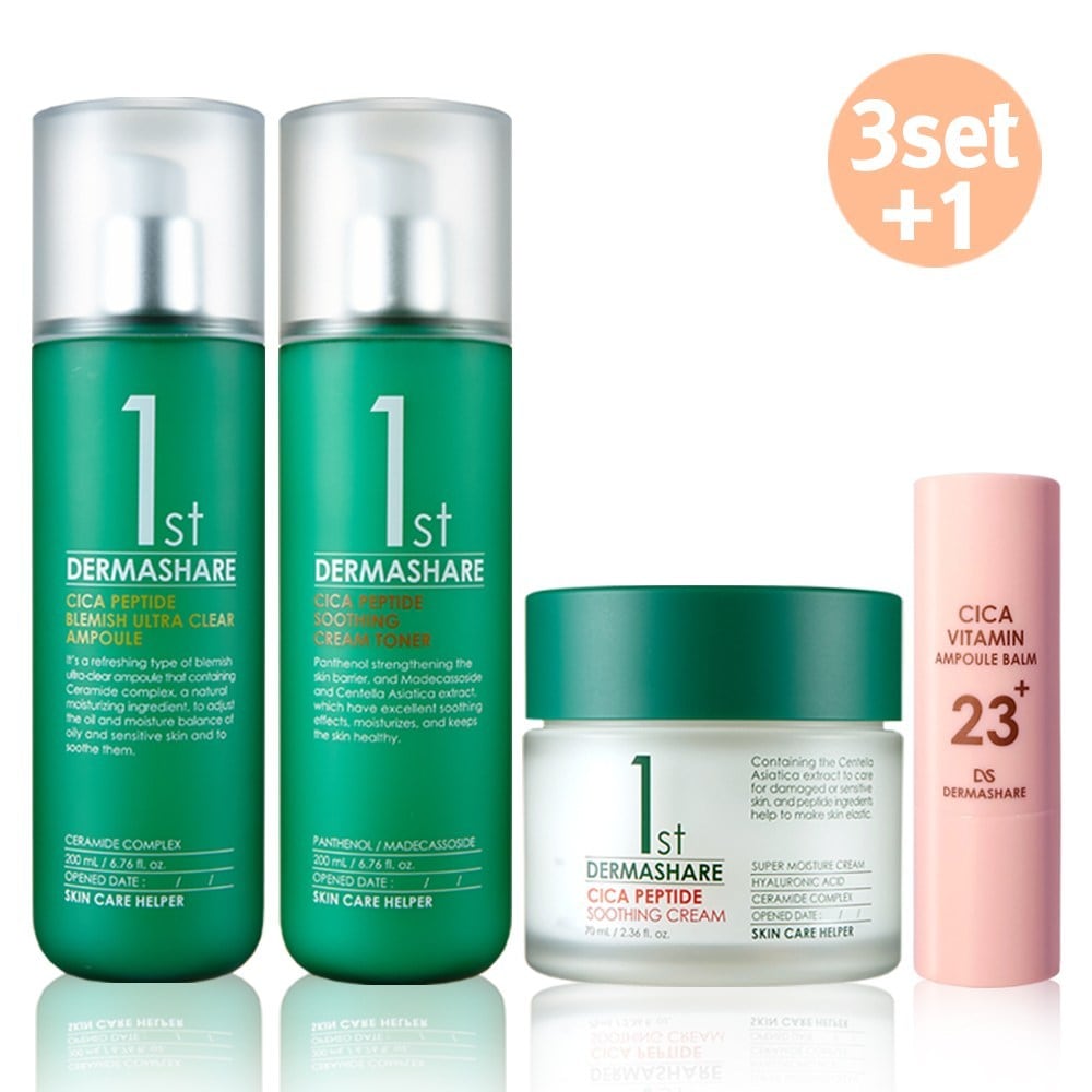 韓国基礎化粧品3種ブレミッシュアンプル200mL + クリームトナー200mL + スージングクリーム70mL + マルチリップバームトラブルケア 敏感肌 鎮静 高保湿栄養肌