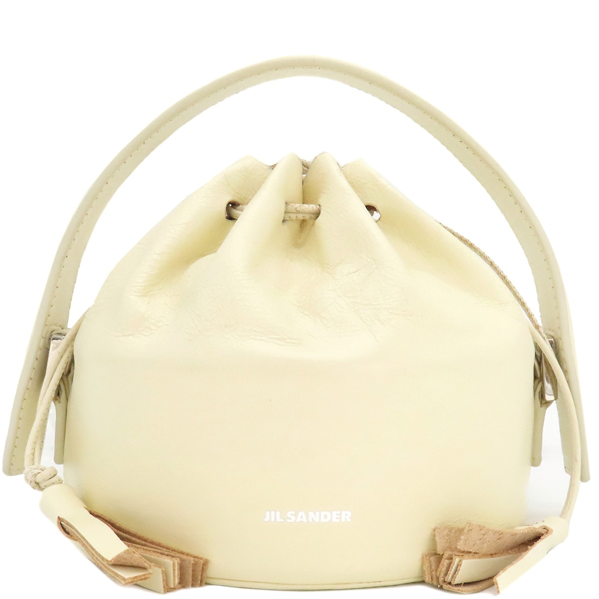 ジルサンダー Jil Sander 2WAYバッグ タッセルバッグ レザー ホワイト シルバー金具 アイボリー ハンドバッグ ショルダー 【中古】