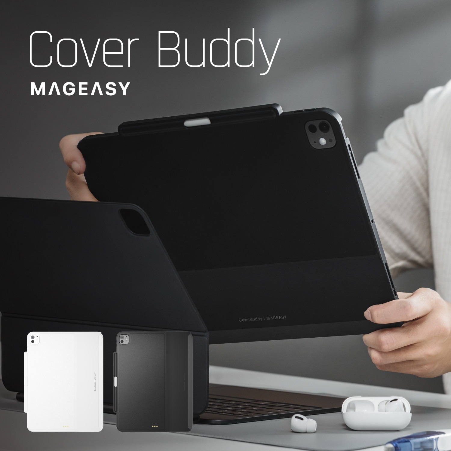 iPad Pro 11インチ 2025 M5 対応 ケース 純正 Magic Keyboard 対応 人工 皮 革 ApplePencil 充電 ペン収納 保護 カバー CoverBuddy