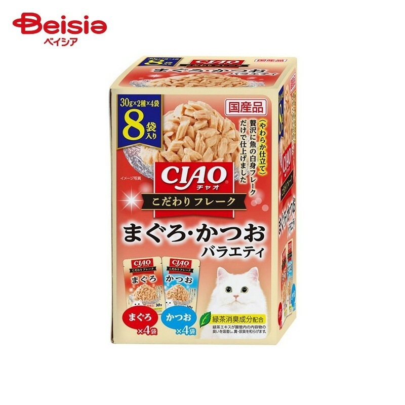 いなばペットフード CIAO こだわりフレーク まぐろ・かつおバラエティ (30g×8袋)×12個 ペット