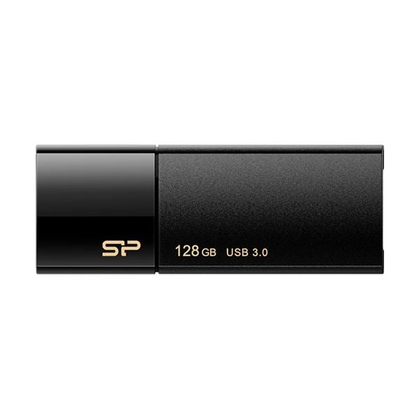 （まとめ）シリコンパワー USB3.0スライド式フラッシュメモリ 128GB ブラック SP128GBUF3B05V1K 1個3セット