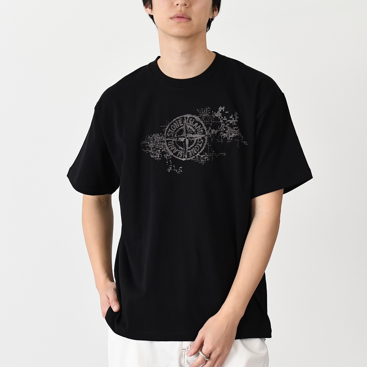 Tシャツ トップス 80152RCE8 CAMO THREE EMBROIDERY メンズ 半袖 ブラック 春夏 カジュアル 人気 おすすめ