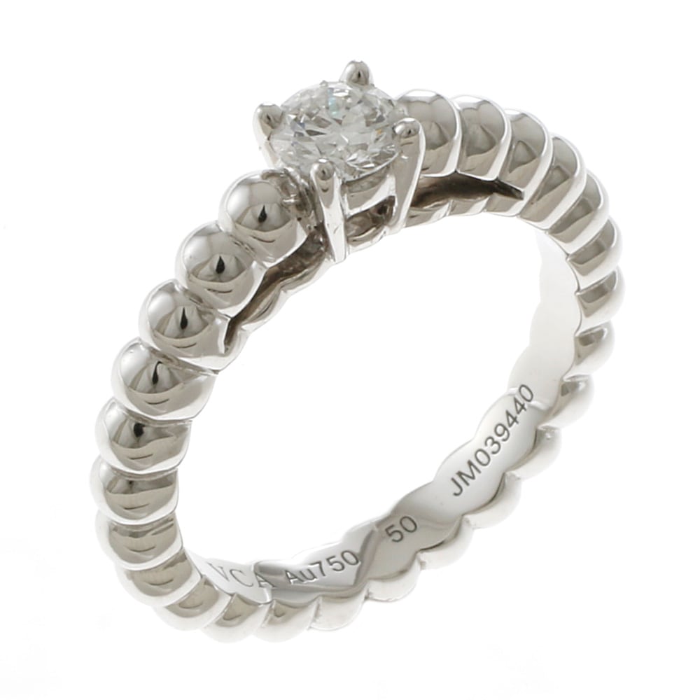 ヴァンクリーフ＆アーペル ペルレ リング 指輪 10号 18金 K18ホワイトゴールド ダイヤモンド Van Cleef & Arpels 中古 美品
