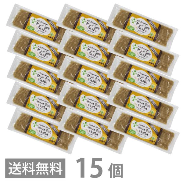 PLUS グルテンフリー ブラウンライスパスタ スパゲッティ 200g ×15 太さ1.3mm スパゲティ 玄米 小麦不使用 米粉麺 乾麺 国産