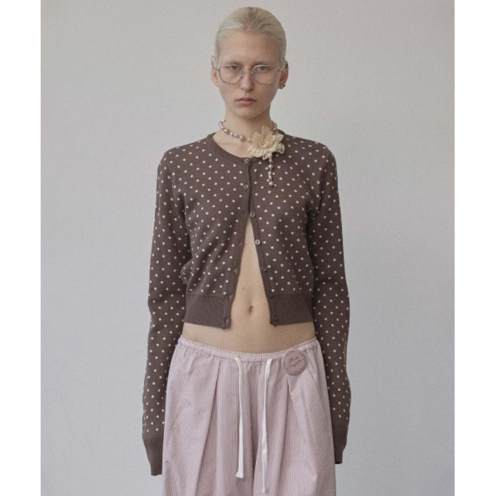 スカルプター Polka Dot Cardigan BrownBaby Pink SC25S213BR