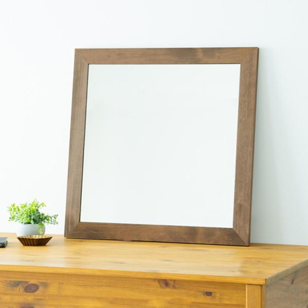 鏡 壁掛け ウォールミラー おしゃれ ナチュラルモダン 天然木ツガ材 飛散防止 日本製 低ホルムアルデヒド
