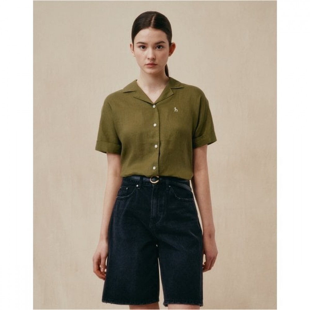 [25SS] リネンショートスリーブシャツカーキ HSSH5BC44K2