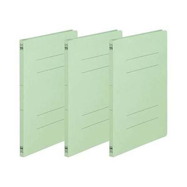 （まとめ）TANOSEE フラットファイル（ノンステープルタイプ）A4タテ 150枚収容 背幅18mm 緑 1パック（3冊）100セット