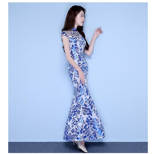 マーメイドドレス 刺繍 立ち襟 ロング丈ドレス ウエディングドレス パーティードレス フォーマルドレ