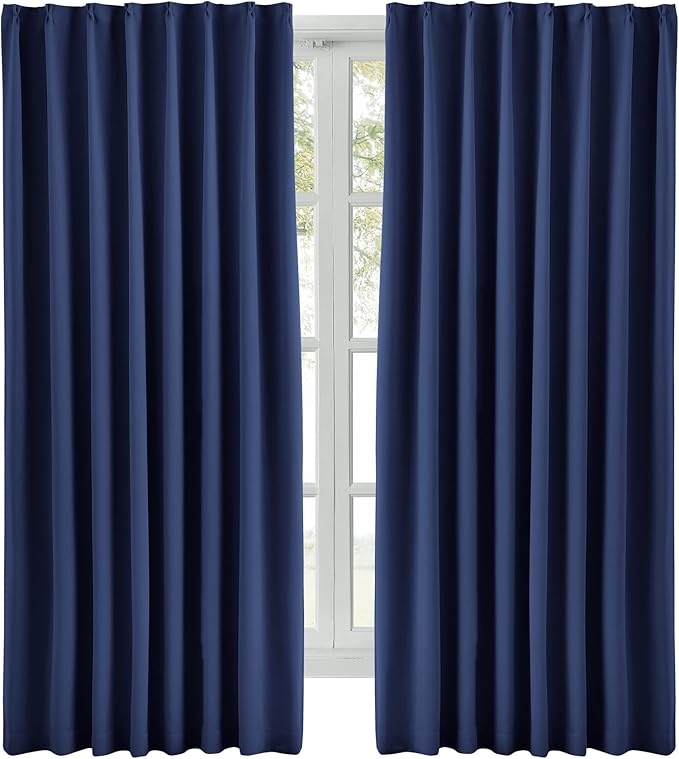 Hansleep カーテン 1級遮光 幅150cm×丈178cm 2枚組 ネイビー 断熱 防寒 防音 省エネ 厚手 無地 おしゃれ 洗える 寝室 リビング用 (ネイビー, 幅150cm×丈178cm