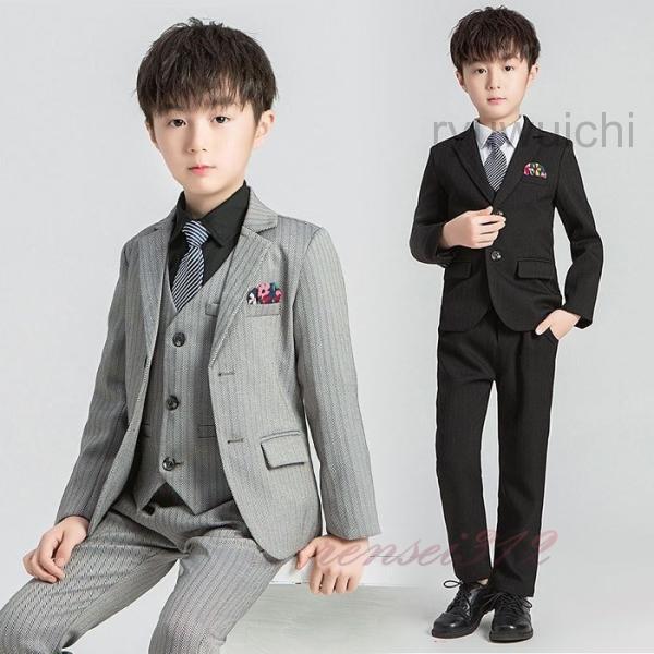 スーツ 男の子 5点セット フォーマルスーツ ベスト ブラック 黒 子供 フォーマルスーツ ピアノ 発表会 結婚式 お受験 ジュニアスーツ 冠婚葬祭 七五三