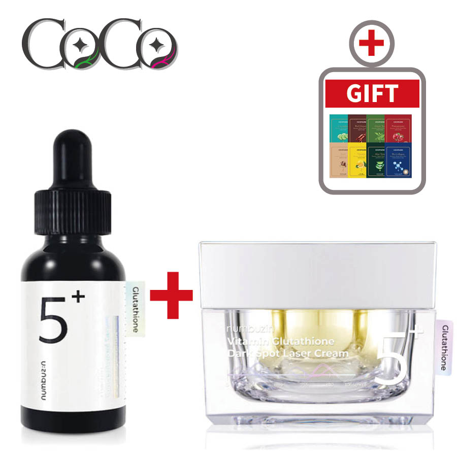【正規品】5番 白玉グルタチオンＣ美容液, 30ml+白玉グルタチオンCメラゼロクリーム, 50ml, 2種セット[GIFTマスクパック1枚ランダム発送]