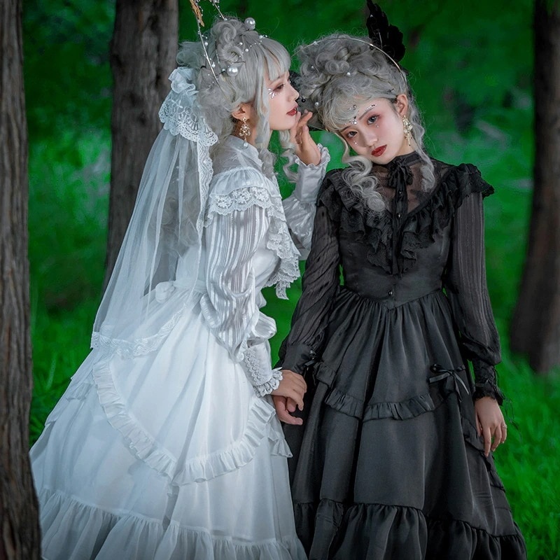 【送料無料】ロリータ P ワンピース 花嫁 コスプレ ハロウィン ゴシック イベント 豪華 ファッション パンク クラシカル クラロリ メイド コスム アニメ 衣装 文化祭 学園祭 忘2