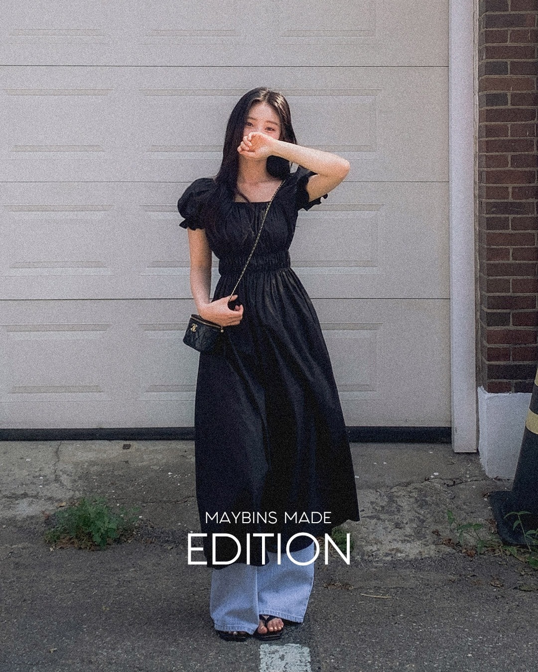 [MADE] シュシュパフロングワンピース韓国ファッション レディース