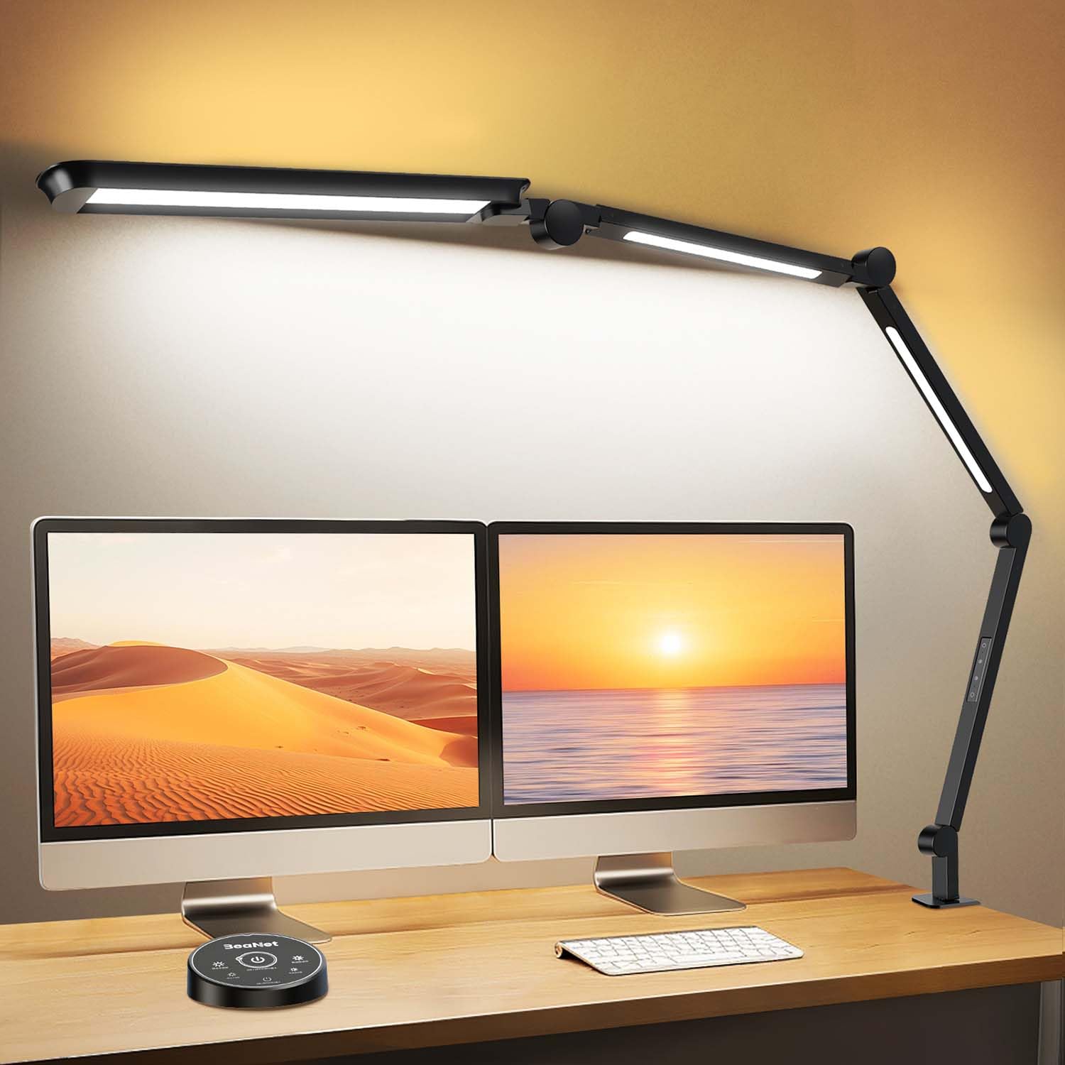 デスクライト LED 「無線リモコン4光源Ultra+版JIS AA形環境補助光独立制御」 4段階調光調色 クランプ 電気スタンド 「24WPSE認証済」 目に優しい スタンドライト 多角度